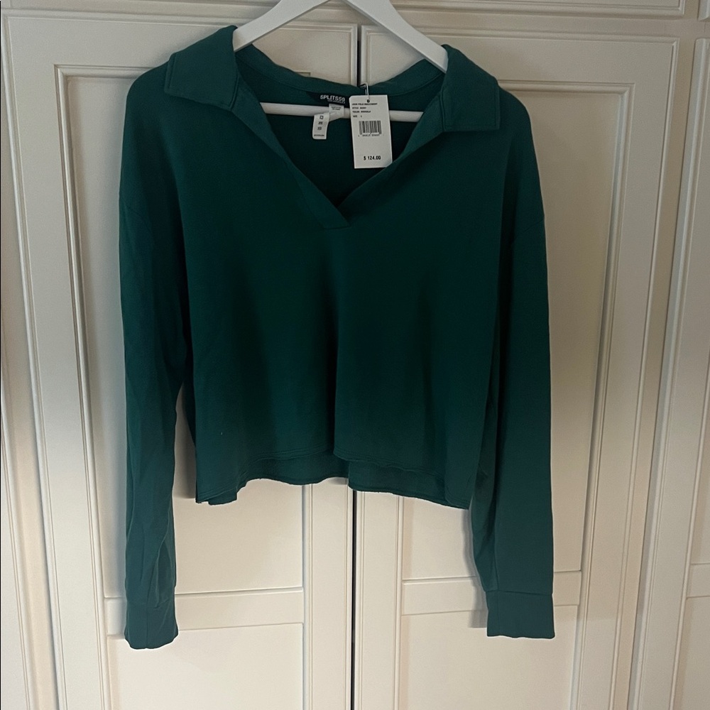 Splits59 large Green Women's polo sweatshirt cropped